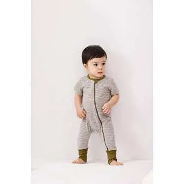 Feidoog Toddler 2 Pack Baby Zipper Rompers Cotton Short Sleeve 2 Way Zipper One Piece Jumpsuit Outfits,Dark Green,3-6M