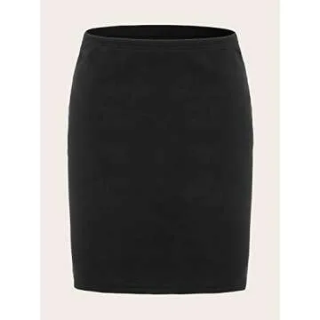 Verdusa Women's Basic High Waisted Pencil Bodycon Short Skirt Black XL