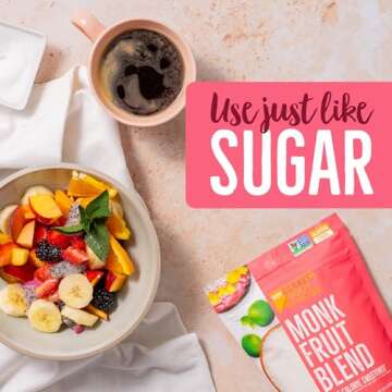 BetterBody Foods Monk Fruit Sweetener Blend, Raw Cane Sugar Substitute, Zero Calorie, Keto Diet Frie...
