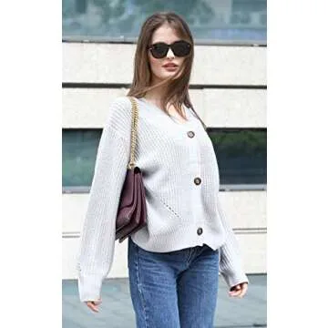 Angashion Women's Cable Knit Cardigan Soft Stylish Wear