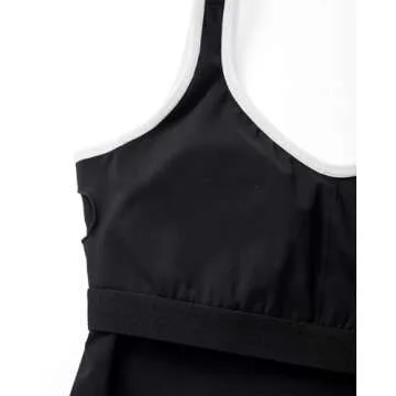 SUUKSESS Women Sweetheart Neckline Longline Sports Bra Padded Basic Workout Crop Tank Top (Jet Black, XS)