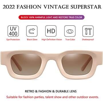 AIEYEZO Thick Rectangle Sunglasses for Men and Women