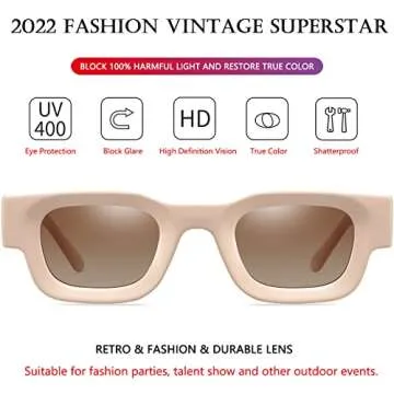 AIEYEZO Thick Rectangle Sunglasses for Men and Women