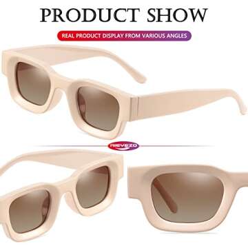 AIEYEZO Thick Rectangle Sunglasses for Men and Women