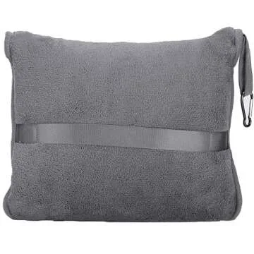 BlueHills 2-Pack Premium Soft Travel Blanket Pillow Airplane Blanket in Soft Bag Pillowcase with Hand Luggage Belt and Backpack Clip, Compact Pack Large Blankets for Any Travel (Grey Gray T013)