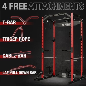 Mikolo Power Cage with LAT Pulldown for Home Gym