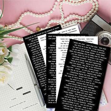 Small Talk Stickers for Journaling - 16 Sheets 812 Pcs Self-Adhesive Sentiment Word Stickers for Scrapbooking Card Making Envelope Project DIY Craft Junk Journal Supplies - Black and White