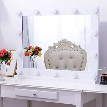 Chende Large Vanity Mirror with Lights, Hollywood LED Makeup Mirror with 3 Color Lighting Modes and Dimmer, 31.5 X 23.6 Inches Lighted Wall Mirror for Makeup Vanity, Gloss White Metal Frame Design