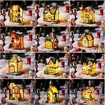 48 LED Christmas Village House Set for Festive Decor