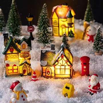 48 LED Christmas Village House Set for Festive Decor