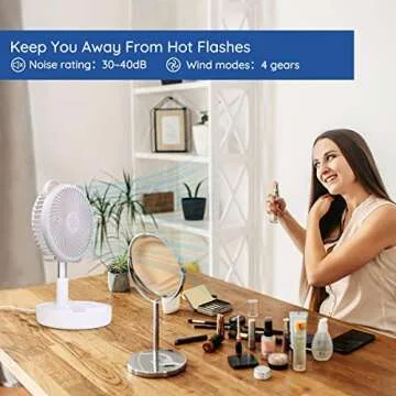 Primevolve Battery Operated Fan,Portable Rechargeable USB Floor Table Desk Fan with Adjustable Height, 4 Speed Settings Pedestal Fan for Bedroom Office Fishing Camping Travel, White 7.7"