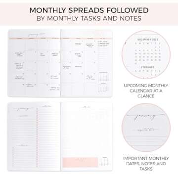 Beautiful 2024-2025 Monthly Planner and Calendar Book - Organize with Style