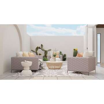 Mad Mats Traditional Outdoor Rug - Reversible Plastic Mat (4' x 6') in Wrought Iron - Cool Silver