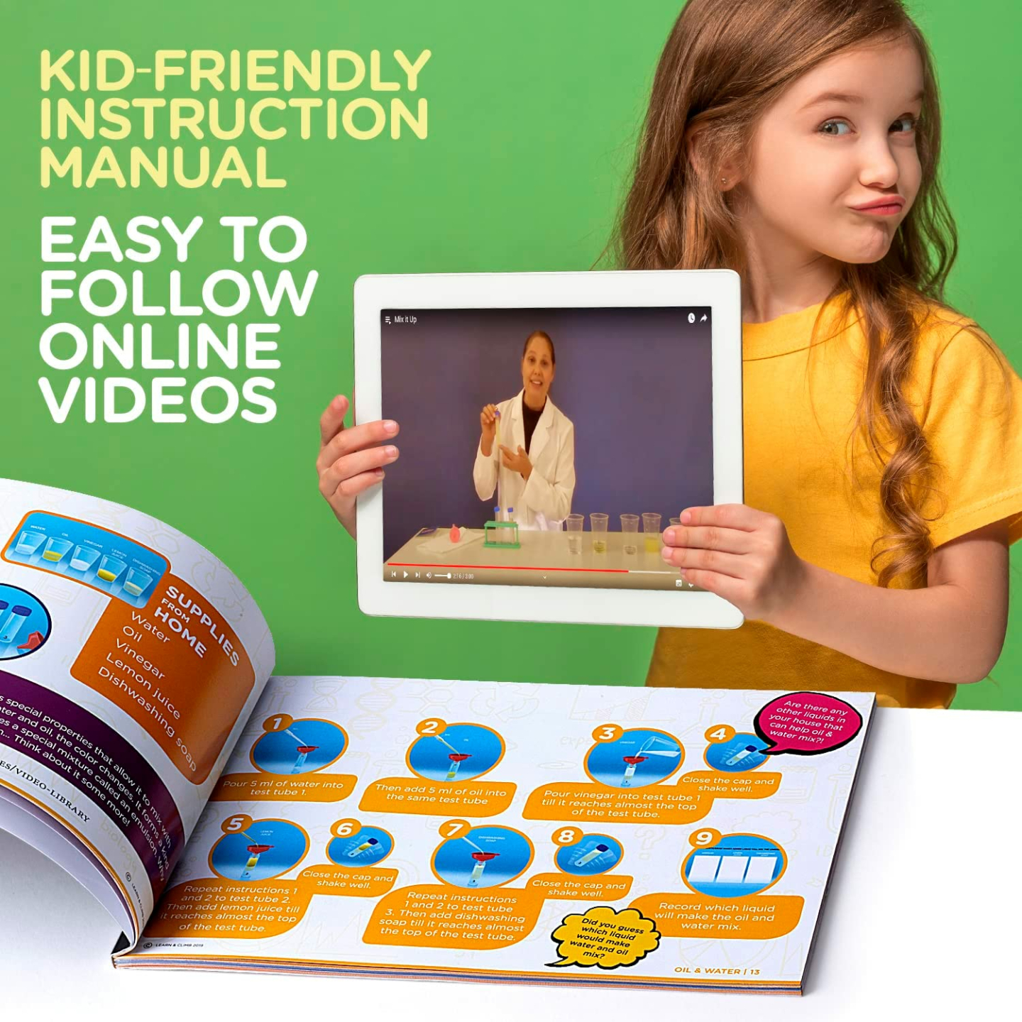 Kids Science Kit with Lab Coat - 20+ Experiments