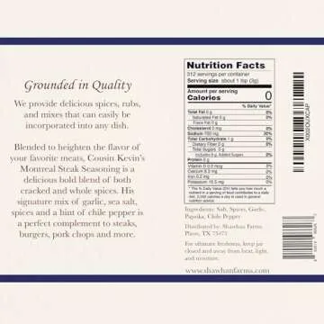 Shawhan Farms Montreal Steak Seasoning - Cousin Kevin's Robust Blend - Non-GMO - Perfect Meat Rub fo...