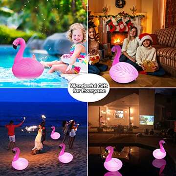 Rukars floating Flamingo LED pool lights 2PCS, Waterproof, Glow in The Dark solar Powered, Inflatable for pool Spa Patio Wedding Party Christmas Decorations