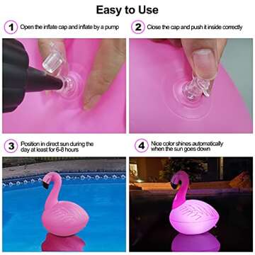 Rukars floating Flamingo LED pool lights 2PCS, Waterproof, Glow in The Dark solar Powered, Inflatable for pool Spa Patio Wedding Party Christmas Decorations