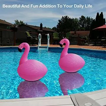 Rukars floating Flamingo LED pool lights 2PCS, Waterproof, Glow in The Dark solar Powered, Inflatable for pool Spa Patio Wedding Party Christmas Decorations