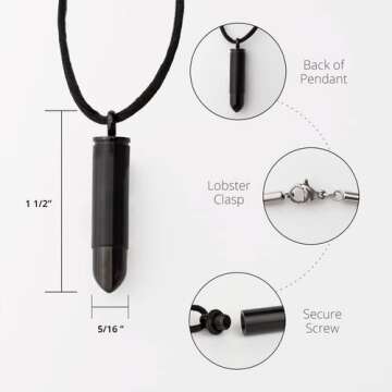 Perfect Memorials Custom Engraved Motorcycle Black Bullet Cremation Jewelry Necklace
