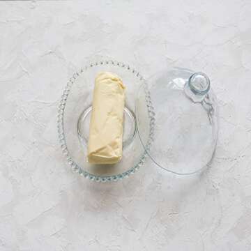 Creative Co-Op Glass Cloche and Hobnail Edge Tray, Clear