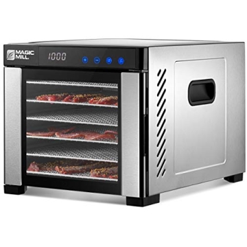 Magic Mill Food Dehydrator Machine | 6 Stainless Steel Trays | Dryer for Jerky, Dog Treats, Herb, Me...