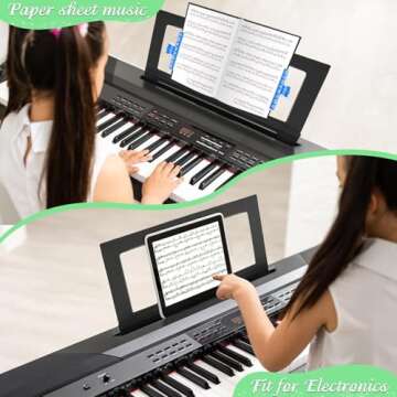 DYNWAVE Electronic Keyboard Music Stand Keyboard, Music Score Stand Fit for Multiple Keyboard Models, Portable Music Stand & Desktop Book Stand, Keyboard Piano Accessories for Beginner, Blue Clips