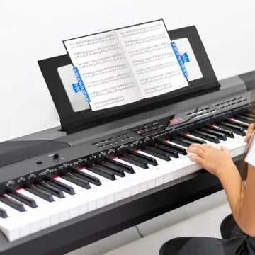 DYNWAVE Electronic Keyboard Music Stand Keyboard, Music Score Stand Fit for Multiple Keyboard Models, Portable Music Stand & Desktop Book Stand, Keyboard Piano Accessories for Beginner, Blue Clips