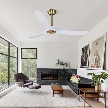 Bigzone 52" Outdoor/Indoor Ceiling Fan With Remote Control, DC Motor Quiet Energy Saving,3 White Bal...