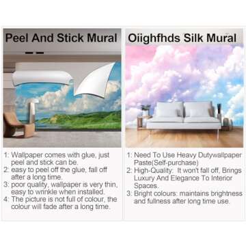 Oiighfhds Luxury Silk Wall Murals for Stunning Decor