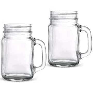 MEM WORLDSHOP 16 oz Regular Mouth Drinking Jars - (2 PACK) - Perfect for Hot and Cold Drinks