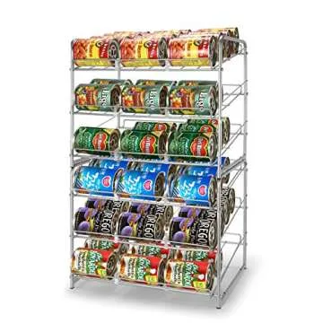Simple Trending Metal Can Rack Organizer, Stackable Can Storage Dispenser Holds up to 36 Cans for Kitchen Cabinet or Pantry, Silver