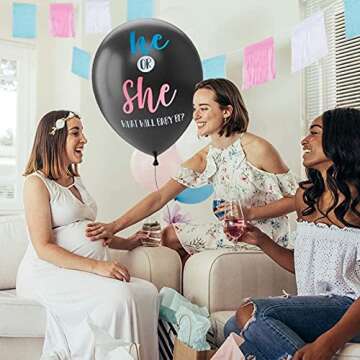 Juvale Gender Reveal Balloon Kit - 2 Pack Giant XL Confetti Balloons with 24 Tassels and String - Gender Reveal Party Supplies, 36 Inches Diameter Balloons
