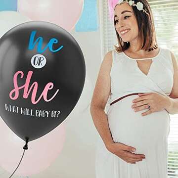 Juvale Gender Reveal Balloon Kit - 2 Pack Giant XL Confetti Balloons with 24 Tassels and String - Gender Reveal Party Supplies, 36 Inches Diameter Balloons