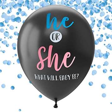 Juvale Gender Reveal Balloon Kit - 2 Pack Giant XL Confetti Balloons with 24 Tassels and String - Gender Reveal Party Supplies, 36 Inches Diameter Balloons