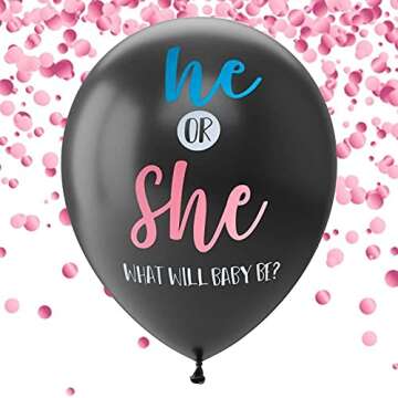 Juvale Gender Reveal Balloon Kit - 2 Pack Giant XL Confetti Balloons with 24 Tassels and String - Gender Reveal Party Supplies, 36 Inches Diameter Balloons