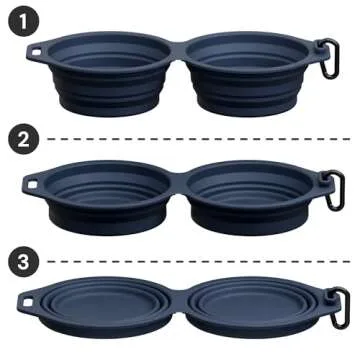 Pup Culture Dual Collapsible Dog Bowls | Silicone Travel Water Bowl for Dogs | Food Grade, No Plastic Rim, Portable Dog Bowl for Food and Water - Easy to Clean | BPA Free and Safe for Your Pup-Navy