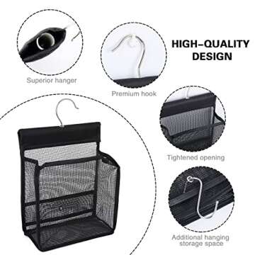 Phying Hanging Mesh Bath Baskets Organizer Storage Shower Caddy College with Hooks for College Dorm ...