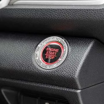 ToBeQueen Car Bling Ring Crystal Car Stickers Rings Womens Car Decals,2Pcs Push Start Button Bling Ignition Ring Sticker,Bling Car Interior Accessory for Women,Silver