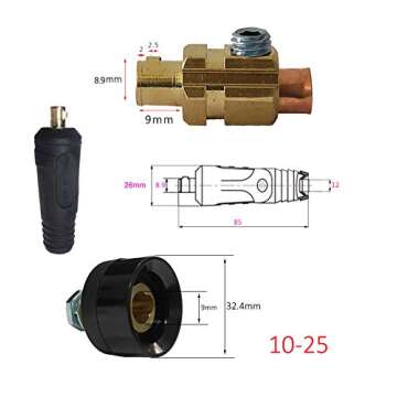 RIVERWELD TIG Welding Cable Panel Connector Plug & Socket Set DKJ10-25 & DKZ10-25 200Amp With Red & ...