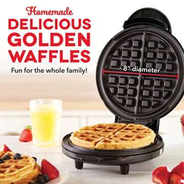 DASH Express 8” Waffle Maker for Waffles, Paninis, Hash Browns + other Breakfast, Lunch, or Snacks...