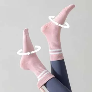 CSXYZWK 3Pairs Pilates Grip Socks, Yoga Socks with Grips for Women Slipper Sock Barre Sock Non Slip Socks for Hospital Workout(A3)