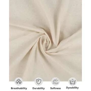 HOTGODEN Medium Weight 100% Cotton Muslin Fabric: 63 inch x 2,5,10 Yards Unbleached Muslin Linen Fab...