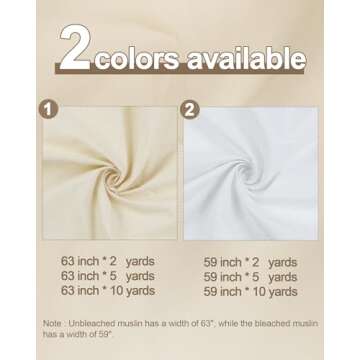 HOTGODEN 100% Cotton Muslin Fabric for Sewing & Crafts