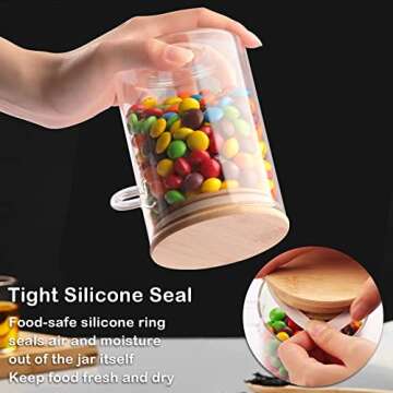 CDBOVID 3 Pcs Jars With Lids,Glass Jars with Airtight Bamboo Lids & Spoons,20oz Borosilicate Glass J...