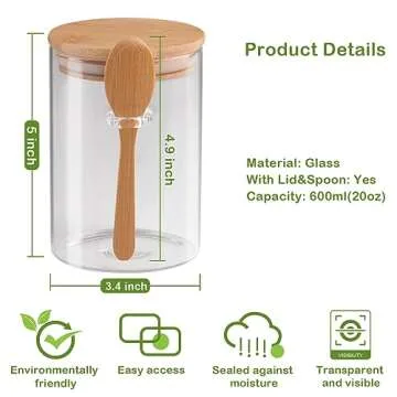 CDBOVID 3 Pcs Stylish Glass Jars with Airtight Lids