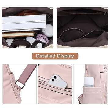 Telena Womens Backpack Purse Vegan Leather Large Travel Shoulder Bag with Tassel Pink