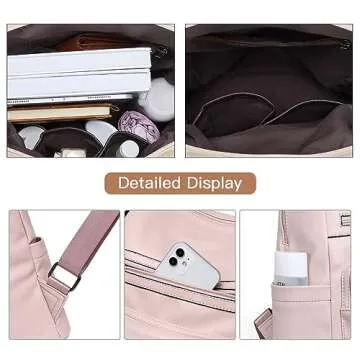 Telena Womens Backpack Purse Vegan Leather Large Travel Shoulder Bag with Tassel Pink