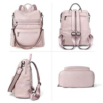 Telena Womens Backpack Purse Vegan Leather Large Travel Shoulder Bag with Tassel Pink