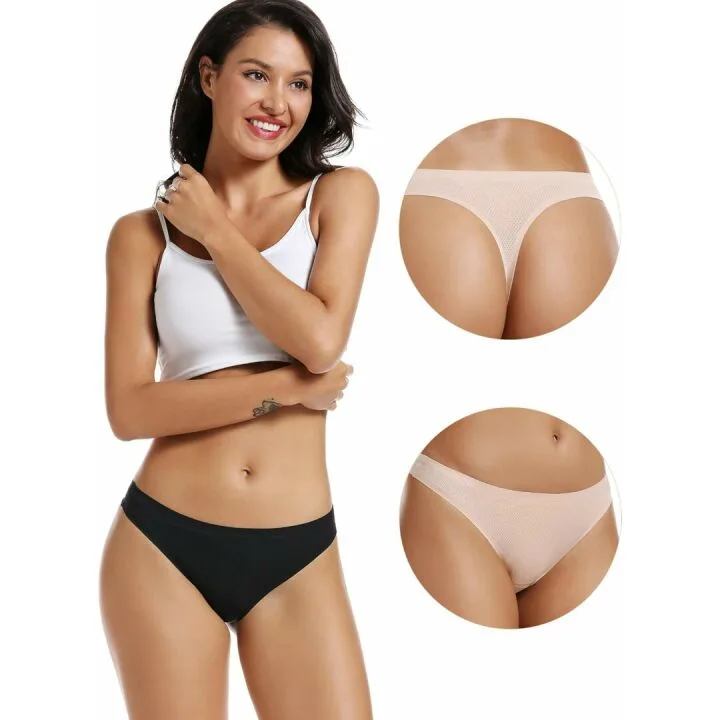 Voenxe Women’s Seamless Thong Underwear 5-Pack