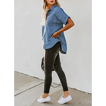 Vintage Sky Blue Plus Size Short Sleeve Blouse Summer Essential